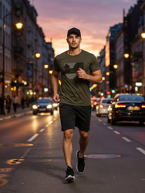 Adro Men’s Regular Fit T-Shirt – Abstract Camo Lines Design | 180 GSM Cotton Lycra Casual Half Sleeve Round Neck Graphic Tee