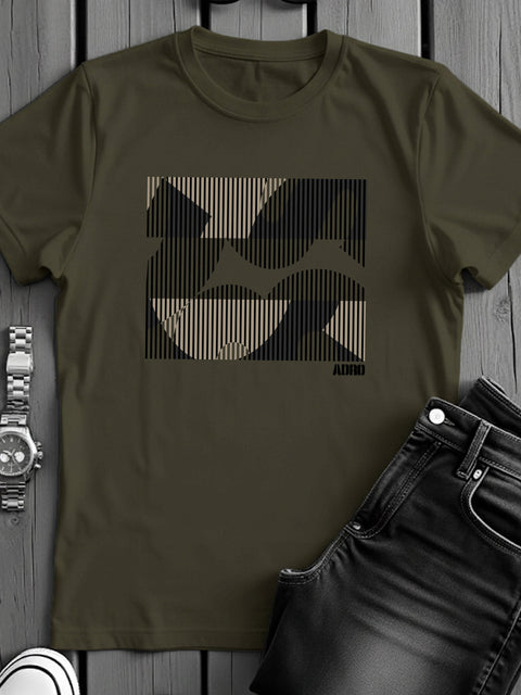 Adro Men’s Regular Fit T-Shirt – Abstract Camo Lines Design | 180 GSM Cotton Lycra Casual Half Sleeve Round Neck Graphic Tee