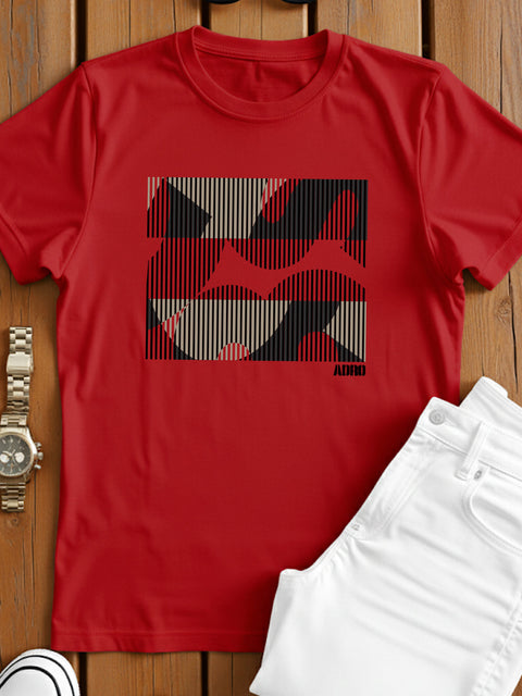Adro Men’s Regular Fit T-Shirt – Abstract Camo Lines Design | 180 GSM Cotton Lycra Casual Half Sleeve Round Neck Graphic Tee