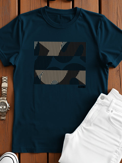 Adro Men’s Regular Fit T-Shirt – Abstract Camo Lines Design | 180 GSM Cotton Lycra Casual Half Sleeve Round Neck Graphic Tee