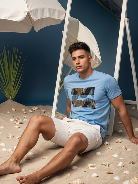 Adro Men’s Regular Fit T-Shirt – Abstract Camo Lines Design | 180 GSM Cotton Lycra Casual Half Sleeve Round Neck Graphic Tee