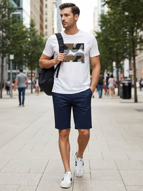 Adro Men’s Regular Fit T-Shirt – Abstract Camo Lines Design | 180 GSM Cotton Lycra Casual Half Sleeve Round Neck Graphic Tee