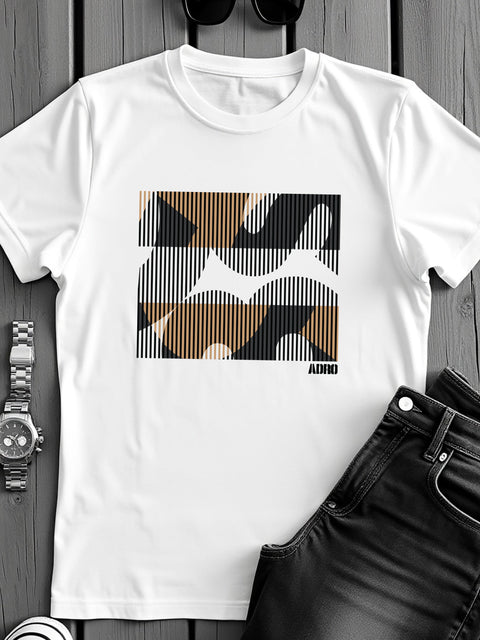 Adro Men’s Regular Fit T-Shirt – Abstract Camo Lines Design | 180 GSM Cotton Lycra Casual Half Sleeve Round Neck Graphic Tee