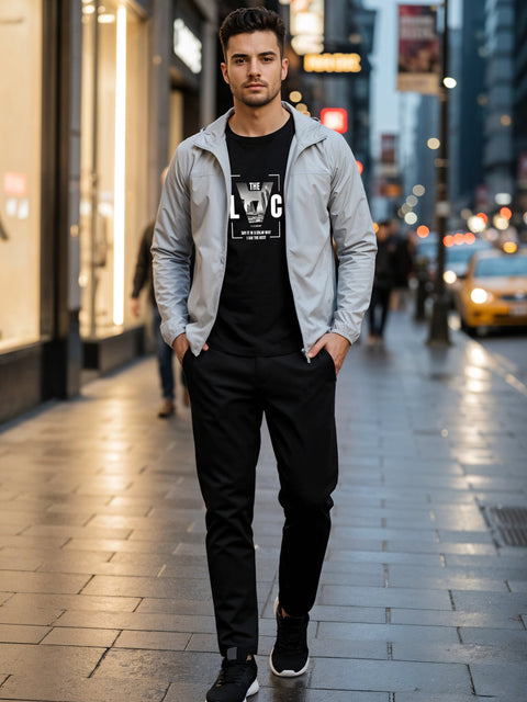 Adro Men’s Regular Fit T-Shirt – Bold Block Vision BLVCK Design | 180 GSM Cotton Lycra Half Sleeve Graphic Tee