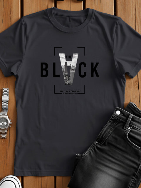 Adro Men’s Regular Fit T-Shirt – Bold Block Vision BLVCK Design | 180 GSM Cotton Lycra Half Sleeve Graphic Tee
