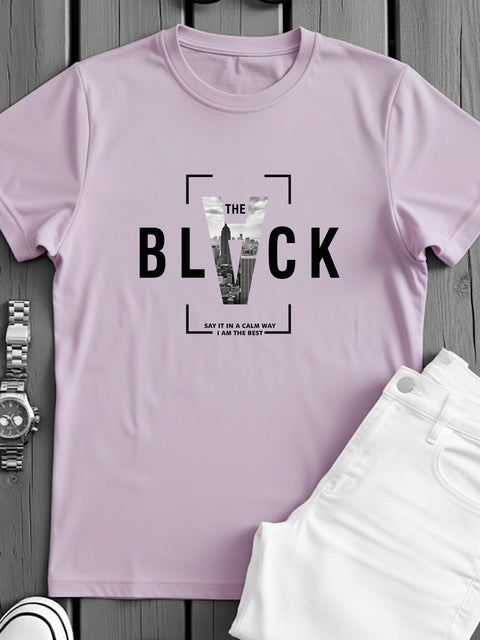 Adro Men’s Regular Fit T-Shirt – Bold Block Vision BLVCK Design | 180 GSM Cotton Lycra Half Sleeve Graphic Tee