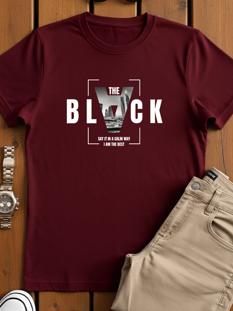 Adro Men’s Regular Fit T-Shirt – Bold Block Vision BLVCK Design | 180 GSM Cotton Lycra Half Sleeve Graphic Tee
