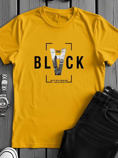 Adro Men’s Regular Fit T-Shirt – Bold Block Vision BLVCK Design | 180 GSM Cotton Lycra Half Sleeve Graphic Tee