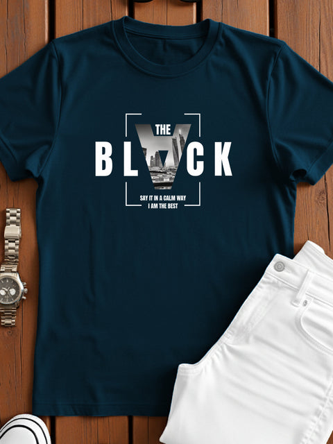 Adro Men’s Regular Fit T-Shirt – Bold Block Vision BLVCK Design | 180 GSM Cotton Lycra Half Sleeve Graphic Tee