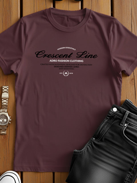 Adro Men’s Regular Fit T-Shirt – Crescent Line Classic Design | 180 GSM Cotton Lycra Soft Stretch Typography Tee