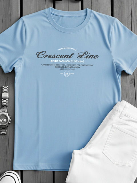 Adro Men’s Regular Fit T-Shirt – Crescent Line Classic Design | 180 GSM Cotton Lycra Soft Stretch Typography Tee