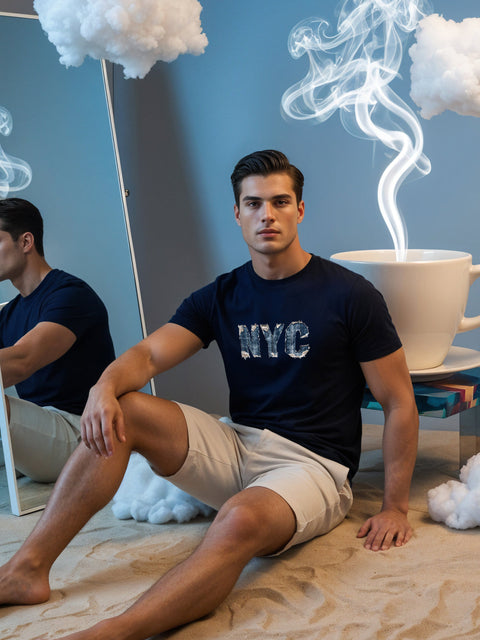 Adro Men’s Regular Fit T-Shirt – Denim NYC Vibe Design | 180 GSM Cotton Lycra Casual Streetwear Graphic Tee
