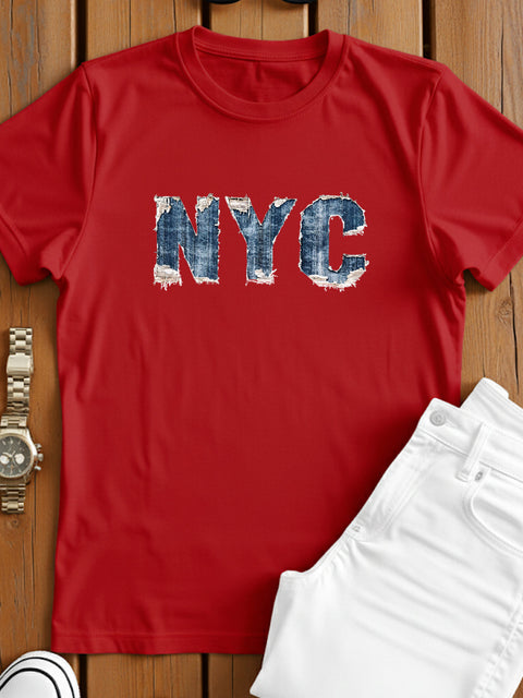 Adro Men’s Regular Fit T-Shirt – Denim NYC Vibe Design | 180 GSM Cotton Lycra Casual Streetwear Graphic Tee