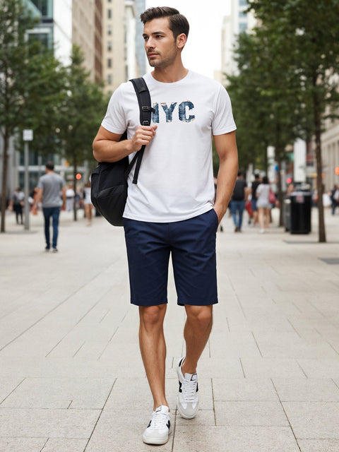 Adro Men’s Regular Fit T-Shirt – Denim NYC Vibe Design | 180 GSM Cotton Lycra Casual Streetwear Graphic Tee