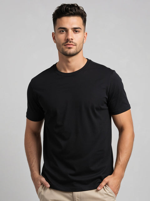 Adro Men’s Regular Fit T-Shirt | 180 GSM Cotton Lycra Premium Soft Fabric | Classic Round Neck Half Sleeve Tee