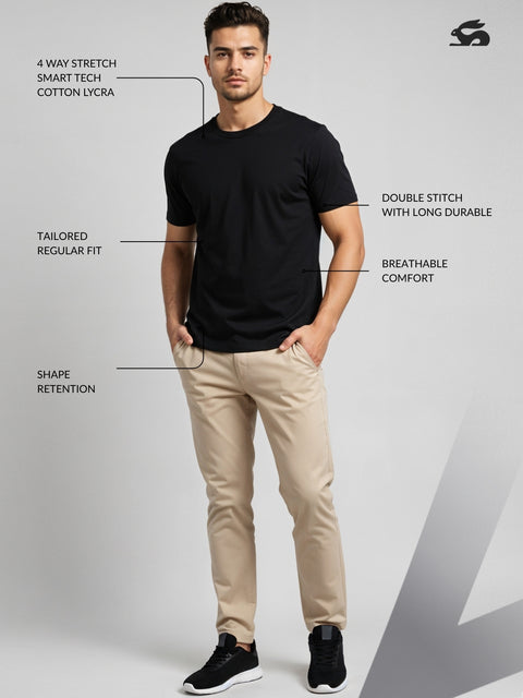 ADRO Men's Cotton Plain T-Shirt
