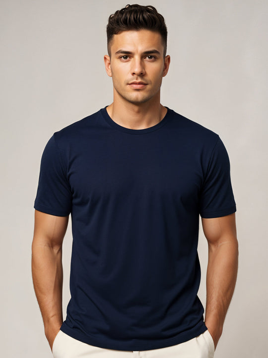 Adro Men’s Round Neck T-Shirt | 95% Cotton 5% Lycra | Trendy Look