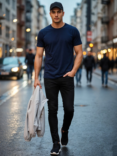 ADRO Men's Cotton Plain T-Shirt