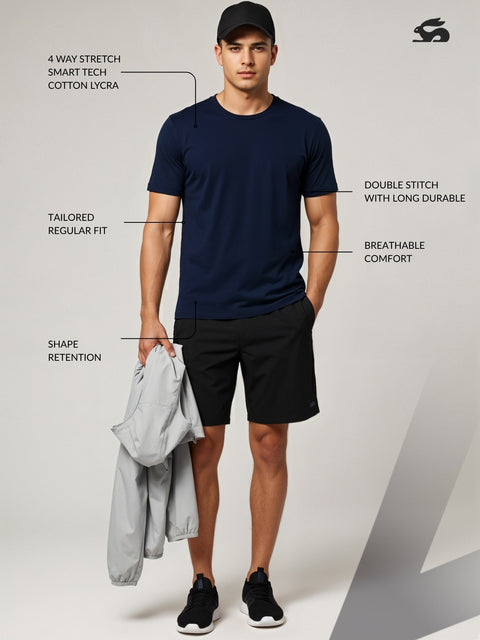 ADRO Men's Cotton Plain T-Shirt