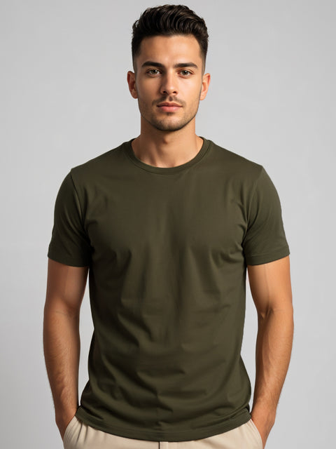 ADRO Men's Cotton Plain T-Shirt