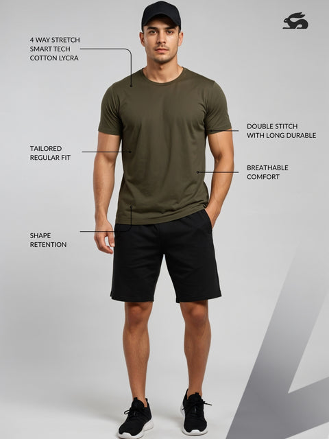 ADRO Men's Cotton Plain T-Shirt