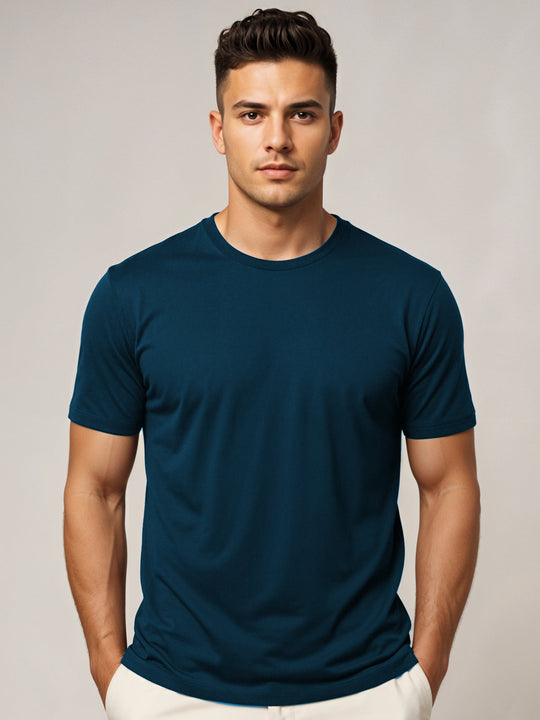 Adro Men’s Round Neck T-Shirt | 95% Cotton 5% Lycra | Trendy Look