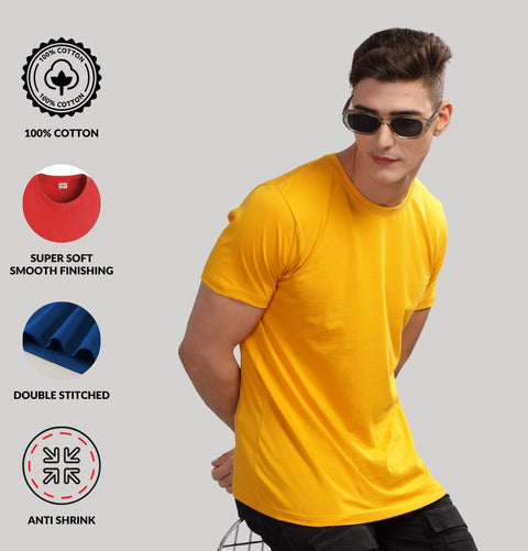 ADRO Mens T Shirts | Solid Tshirts for Men | Pure Cotton Lycra Fabric | 4 Way Stretch Smart tech Tshirt | Round Neck T-Shirt for Summer
