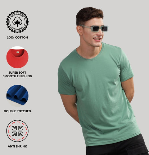 ADRO Mens T Shirts | Solid Tshirts for Men | Pure Cotton Lycra Fabric | 4 Way Stretch Smart tech Tshirt | Round Neck T-Shirt for Summer