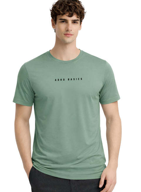 Adro Mens Minimal Printed T-Shirt | 100% Breathable Soft Cotton T shirt | Stylish Casual Tshirt for Summer Regular Fit Tee Pista