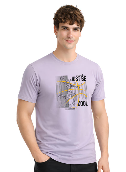Adro Mens Printed T Shirt | Modern Graphic Streetwear Print | Cotton Casual Summer T-shirt| Stylish Trendy Regular Fit Tshirt Lilac Grey