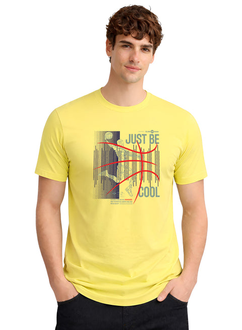 Adro Mens Printed T Shirt | Modern Graphic Streetwear Print | Cotton Casual Summer T-shirt| Stylish Trendy Regular Fit Tshirt Light Yellow