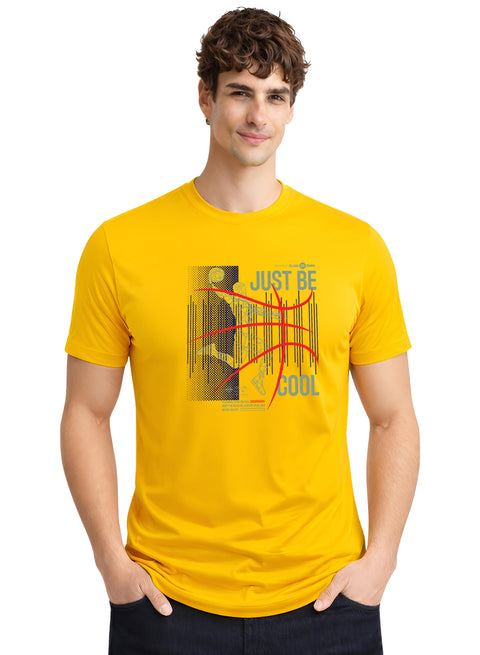 Adro Mens Printed T Shirt | Modern Graphic Streetwear Print | Cotton Casual Summer T-shirt| Stylish Trendy Regular Fit Tshirt Mustard