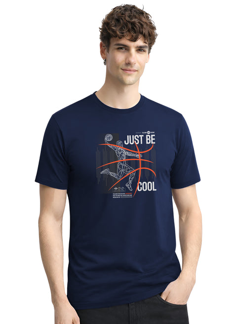 Adro Mens Printed T Shirt | Modern Graphic Streetwear Print | Cotton Casual Summer T-shirt| Stylish Trendy Regular Fit Tshirt Navy Blue