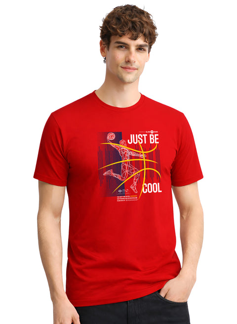 Adro Mens Printed T Shirt | Modern Graphic Streetwear Print | Cotton Casual Summer T-shirt| Stylish Trendy Regular Fit Tshirt Red