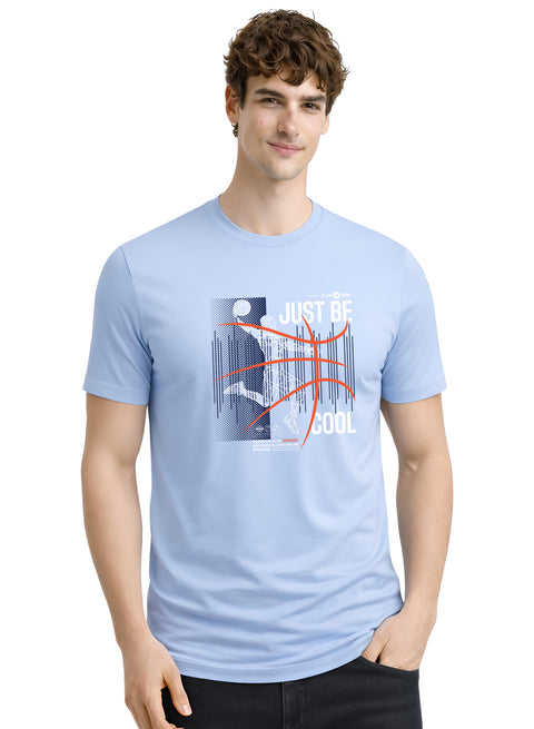 Adro Mens Printed T Shirt | Modern Graphic Streetwear Print | Cotton Casual Summer T-shirt| Stylish Trendy Regular Fit Tshirt Sky Blue