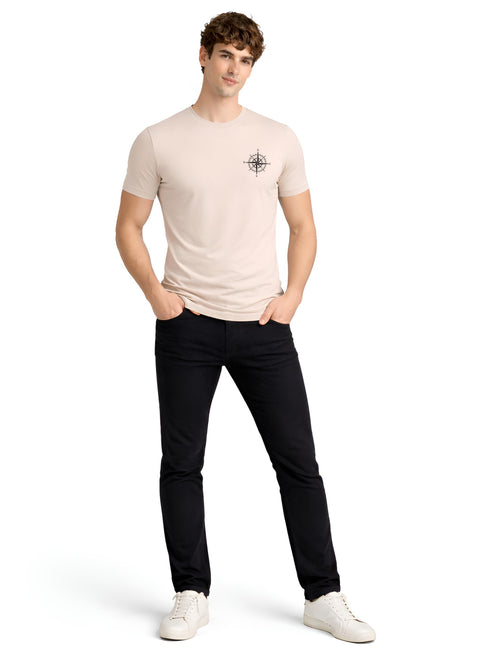 Adro Mens Chest Printed Tshirt | Minimal Graphic 100% Cotton Casual Travel T-shirt | Stylish Explorer Look Summer T shirt for Men