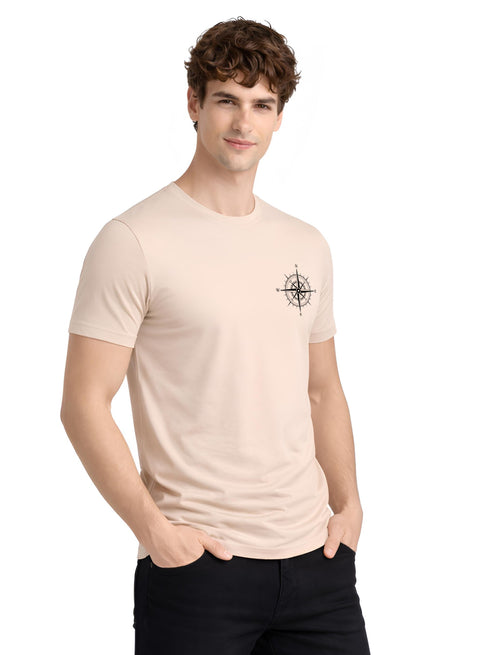 Adro Mens Chest Printed Tshirt | Minimal Graphic 100% Cotton Casual Travel T-shirt | Stylish Explorer Look Summer T shirt for Men