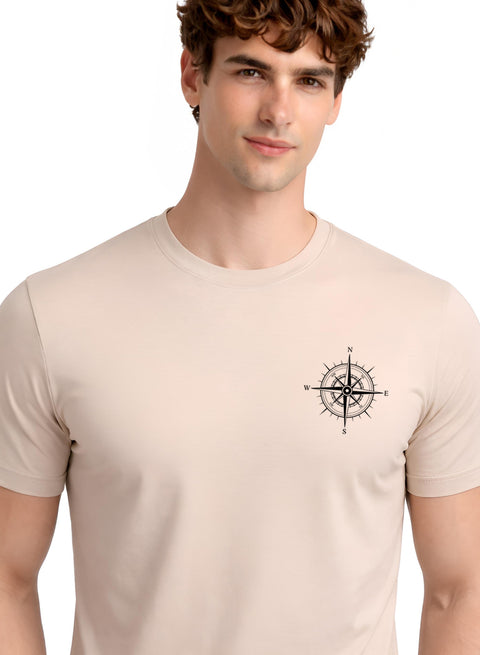 Adro Mens Chest Printed Tshirt | Minimal Graphic 100% Cotton Casual Travel T-shirt | Stylish Explorer Look Summer T shirt for Men