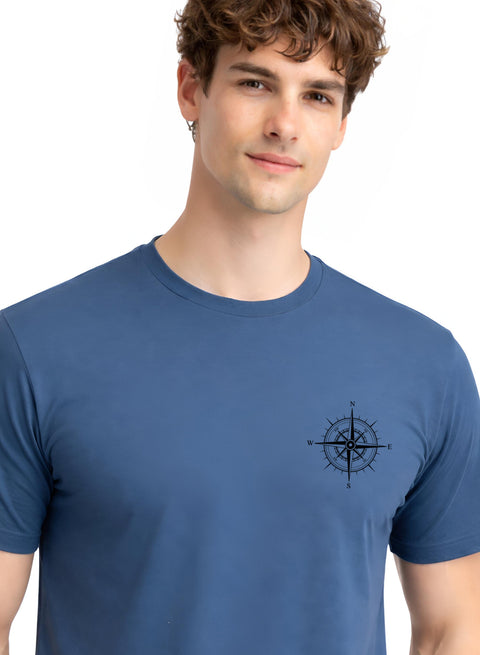 Adro Mens Chest Printed Tshirt | Minimal Graphic 100% Cotton Casual Travel T-shirt | Stylish Explorer Look Summer T shirt for Men
