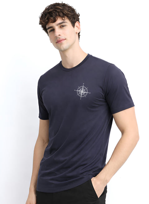 Adro Mens Chest Printed Tshirt | Minimal Graphic 100% Cotton Casual Travel T-shirt | Stylish Explorer Look Summer T shirt for Men