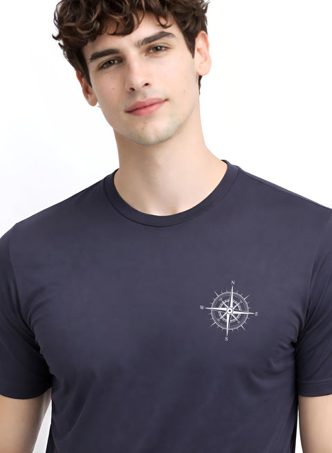 Adro Mens Chest Printed Tshirt | Minimal Graphic 100% Cotton Casual Travel T-shirt | Stylish Explorer Look Summer T shirt for Men