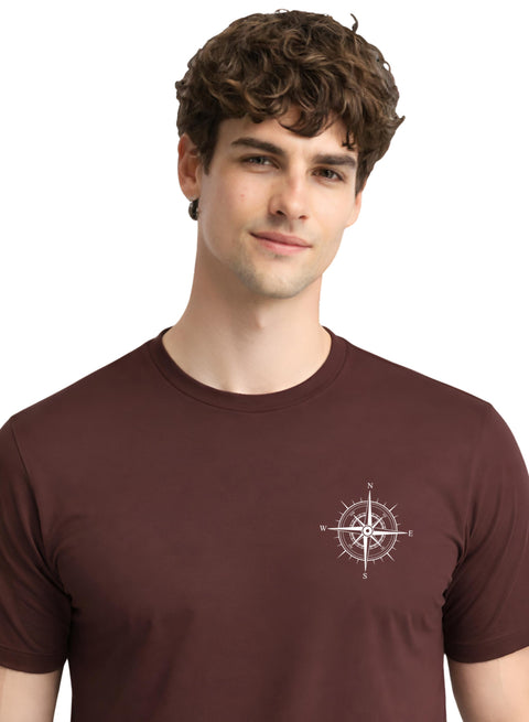 Adro Mens Chest Printed Tshirt | Minimal Graphic 100% Cotton Casual Travel T-shirt | Stylish Explorer Look Summer T shirt for Men