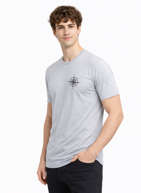 Adro Mens Chest Printed Tshirt | Minimal Graphic 100% Cotton Casual Travel T-shirt | Stylish Explorer Look Summer T shirt for Men