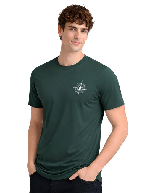 Adro Mens Chest Printed Tshirt | Minimal Graphic 100% Cotton Casual Travel T-shirt | Stylish Explorer Look Summer T shirt for Men
