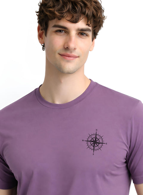Adro Mens Chest Printed Tshirt | Minimal Graphic 100% Cotton Casual Travel T-shirt | Stylish Explorer Look Summer T shirt for Men