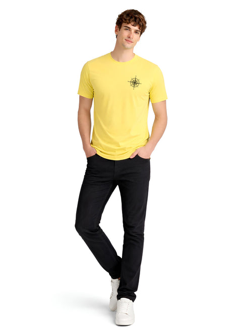 Adro Mens Chest Printed Tshirt | Minimal Graphic 100% Cotton Casual Travel T-shirt | Stylish Explorer Look Summer T shirt for Men