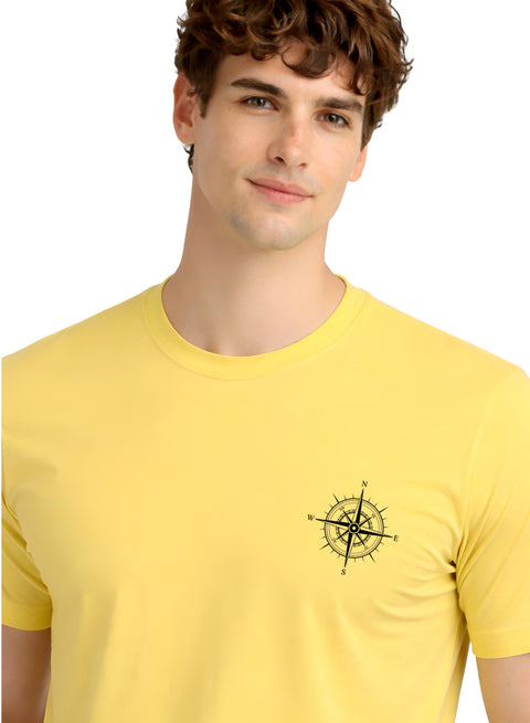Adro Mens Chest Printed Tshirt | Minimal Graphic 100% Cotton Casual Travel T-shirt | Stylish Explorer Look Summer T shirt for Men