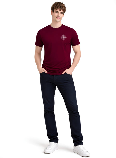 Adro Mens Chest Printed Tshirt | Minimal Graphic 100% Cotton Casual Travel T-shirt | Stylish Explorer Look Summer T shirt for Men