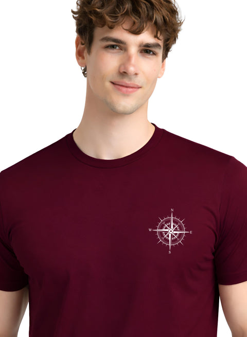 Adro Mens Chest Printed Tshirt | Minimal Graphic 100% Cotton Casual Travel T-shirt | Stylish Explorer Look Summer T shirt for Men