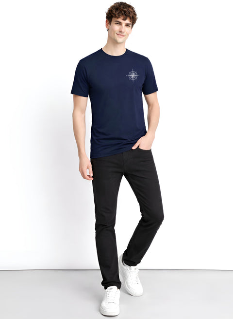 Adro Mens Chest Printed Tshirt | Minimal Graphic 100% Cotton Casual Travel T-shirt | Stylish Explorer Look Summer T shirt for Men